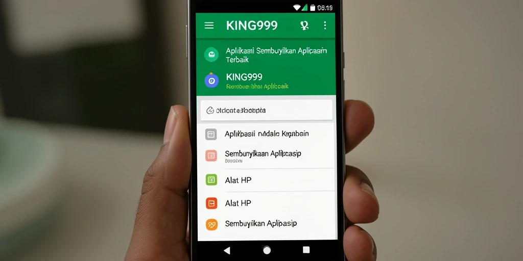Tampilan antarmuka utama KING999 untuk menyembunyikan aplikasi.