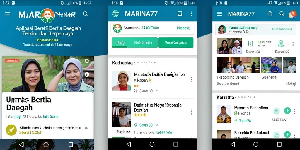 Tampilan antarmuka aplikasi MARINA77 dengan berita daerah terbaru.