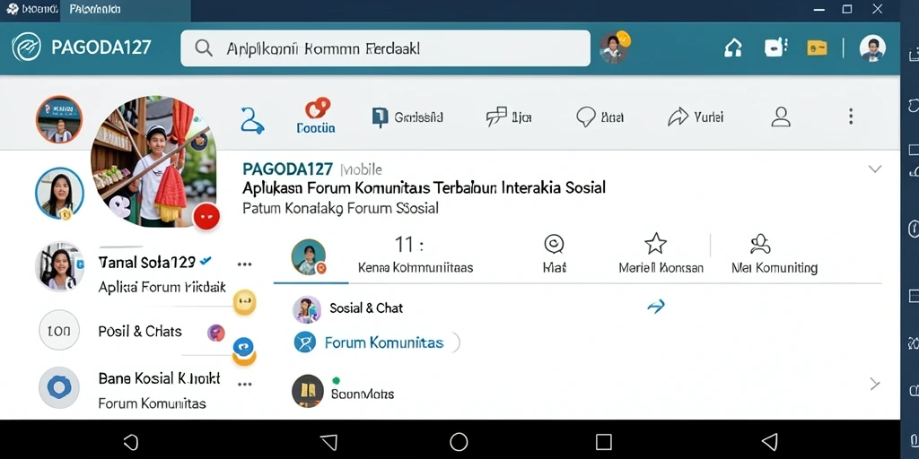 Tampilan antarmuka aplikasi PAGODA127 dengan fitur Forum Komunitas.