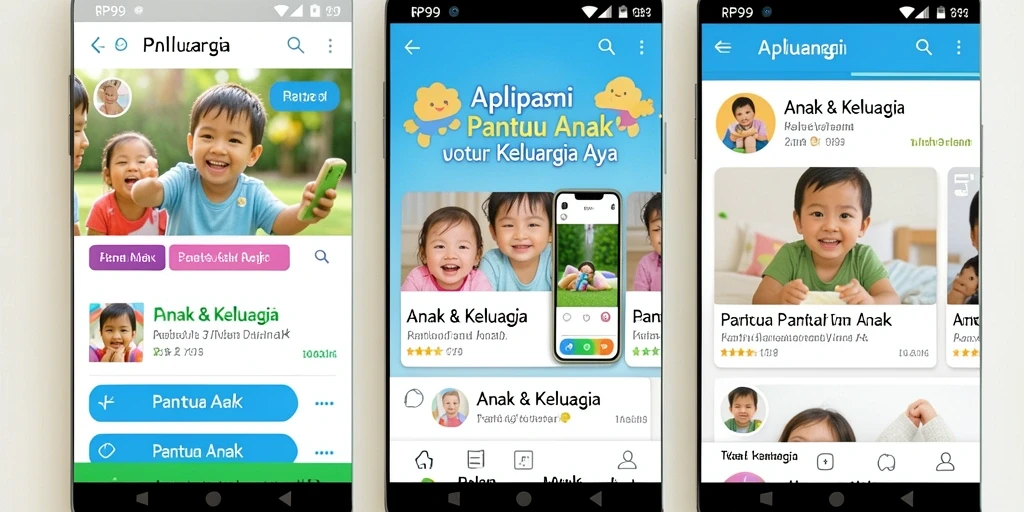 Antarmuka aplikasi RP99 yang sederhana dan informatif untuk Pantau Anak.