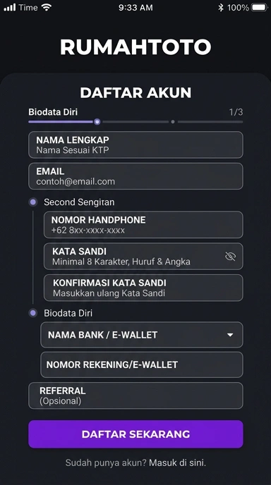 Panduan Registrasi Akun rumahtoto untuk Pengguna Android